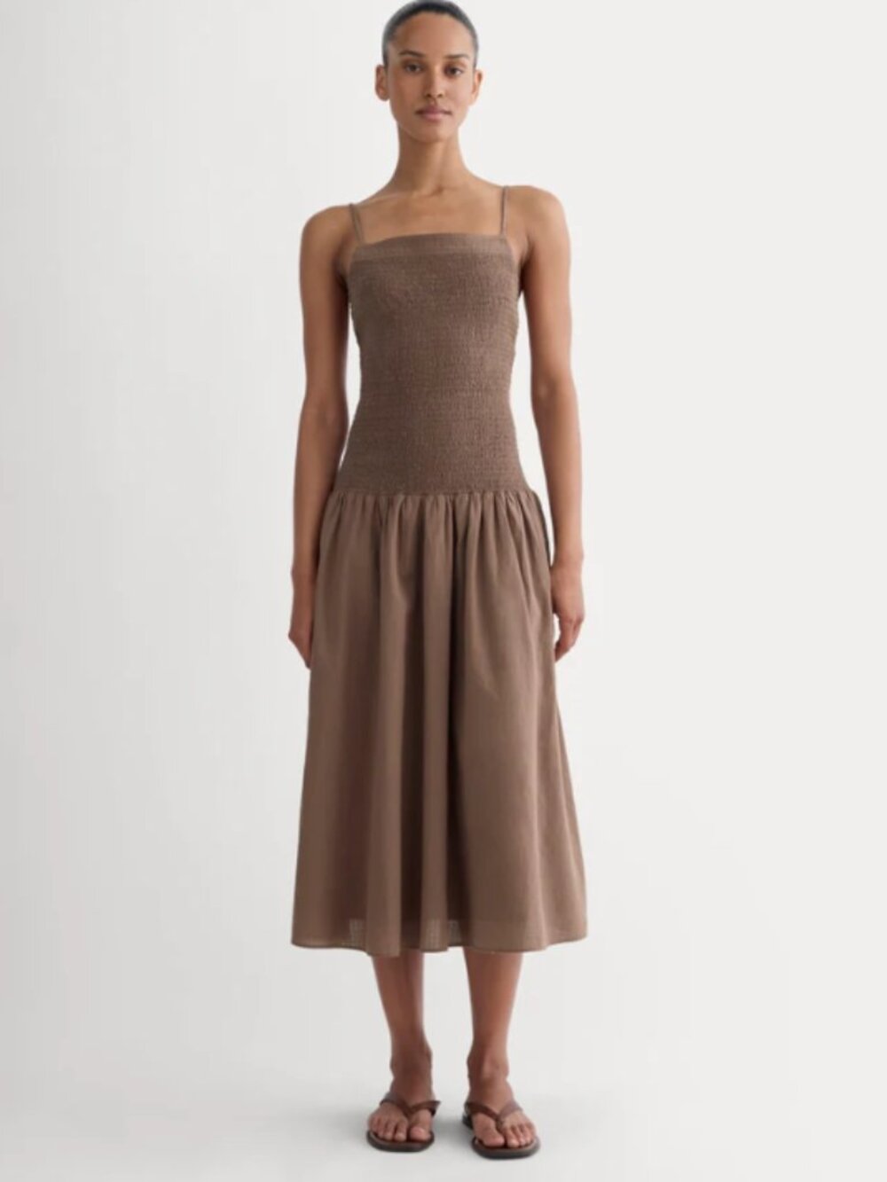 Everlane • The Gauze Open-Back Dress, Mocha